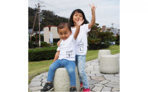 2人兄弟姉妹でおそろい/コーヒーカップ S×L プリント/ Tシャツ2枚組ギフトセット[出産祝い・誕生日・ギフト・プレゼント](80cm×100cm) 0649