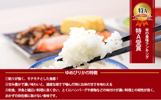 北海道 定期便 12ヵ月連続12回 令和5年産 ゆめぴりか 5kg×1袋 特A 精米 米 白米 ご飯 お米 ごはん 国産 ブランド米 肉料理 ギフト  常温 お取り寄せ 産地直送 送料無料 [№5783-0741]