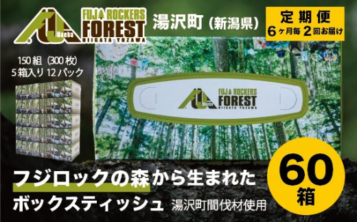 【定期便/年2回/60箱入り】フジロックの森プロジェクトボックスティッシュ【地場産品】