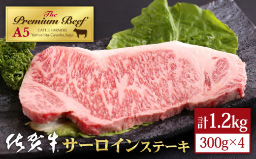 【霜降り A5ランク】佐賀牛 サーロイン ステーキ 1.2kg ( 300g×4枚 ) 【山下牛舎】 [HAD028]