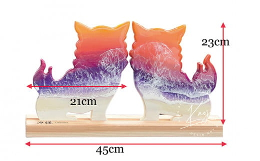 【波のデザインカットボード】シーサー 置物 サンセットパープル【 インテリア レジンアート アートパネル オーシャン マリン ビーチ 立体 海 波  砂浜 夕焼け 玄関 お祝い 新築祝い 贈答用 ギフト 沖縄 沖縄県産 Kays Artistry 】 - 沖縄県沖縄市｜ふるさとチョイス