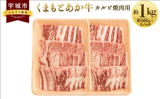くまもとあか牛 カルビ 焼肉用 約1kg(約500g×2パック) 和牛 牛肉 547824 - 熊本県宇城市