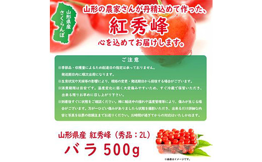 令和5年産先行受付》※数量・期間限定※ 山形県産さくらんぼ 紅秀峰 バラ