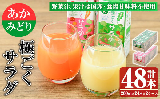 乳酸菌を加えた野菜ジュース!「みどり」と「あか」の極ごくサラダセット(各200ml×24本) keizai-1255