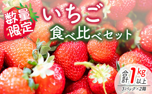 ≪数量限定≫いちご食べ比べセット(合計1kg以上)　フルーツ　果物　苺　国産 BD54-22