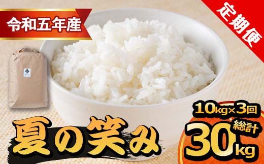 KU299 【定期便・全３回】令和５年産新米！串間産超早場米「夏の笑み（10㎏×3回・総計30㎏）」【鶴田康太郎】