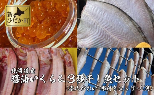 北海道産 いくら 400g & かれい ほっけ 八角 3種 干し魚 セット 北海道 イクラ カレイ 鰈 ホッケ ハッカク 魚卵 魚 魚介 海鮮