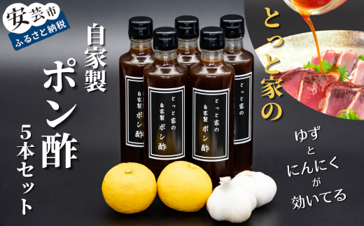 91-20 【高知県産ゆず果汁使用】にんにく入り自家製ぽん酢 5本セット