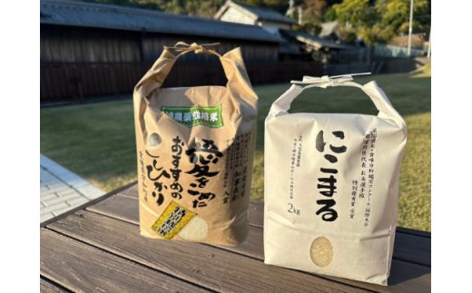 令和５年産　西予市宇和町産特別栽培米コシヒカリ・にこまる食べ比べセット（各２kg） 216458 - 愛媛県西予市