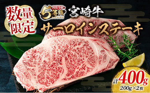 CC21-22 数量限定≪5等級≫宮崎牛サーロインステーキ計400g(200g×2枚)　肉　牛　牛肉　国産