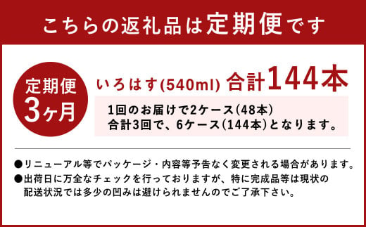 【定期便3ヶ月】い・ろ・は・す (いろはす) 阿蘇の天然水 540mlPET×24本 (2ケース)