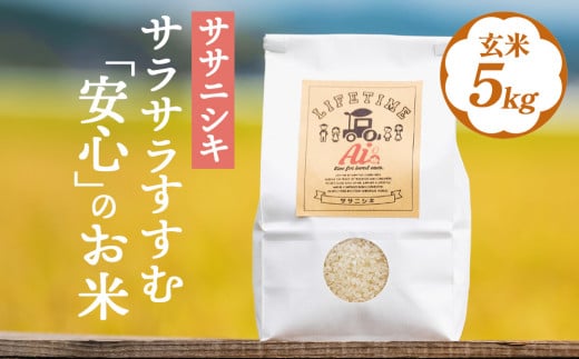 【 先行予約 】ササニシキ 玄米 5kg 新米 米 化学肥料不使用 お米 コメ こめ ささにしき ご飯 ごはん 主食 ライス 5キロ 産地直送 国産 宮城県 石巻市 1113793 - 宮城県石巻市