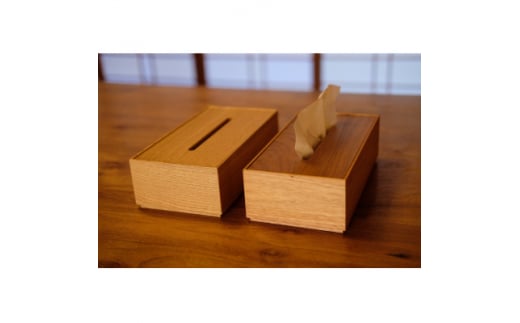 木製　ティッシュボックス　クリ【1371193】 726442 - 長野県朝日村