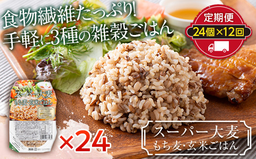 【定期便】栄養満点！スーパー大麦もち麦・玄米ごはん 24個セット×12回 山形県産つや姫 パックライス F21A-254