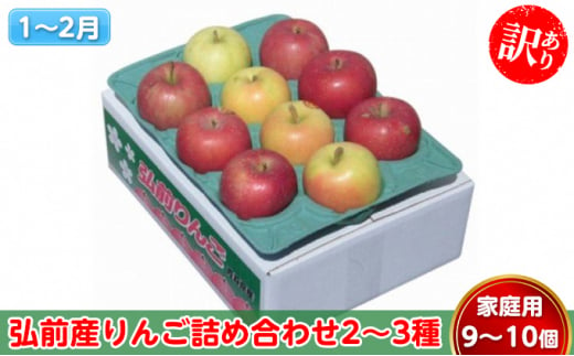 りんご 【1～2月発送】 訳あり 弘前産りんご 詰め合わせ 2～3種 家庭用 9～10個【 弘前市産 青森りんご 】 684411 - 青森県弘前市