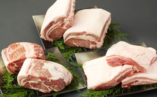 【3回定期便】大分県産ブランド豚「米の恵み」3種ブロック食べ比べ