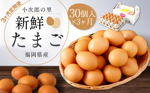 【3ヶ月定期便】鶏卵 30ヶ入×3回 合計90個 