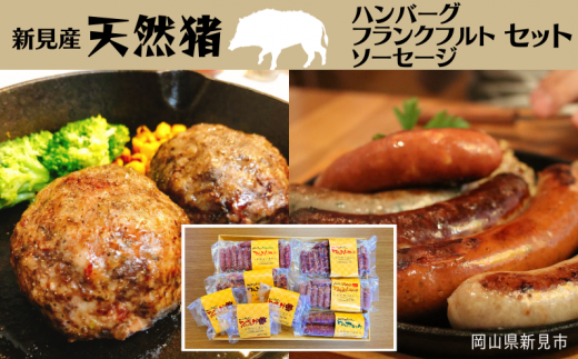 新見産 天然猪肉 ハンバーグ フランクフルト ソーセージ セット 猪肉 ジビエ 778253 - 岡山県新見市