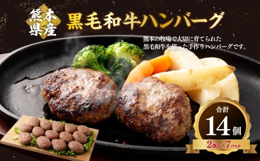 黒毛和牛 ハンバーグ 14個 (120g×2個入×7パック) 牛肉 和牛 手作り 544885 - 熊本県菊陽町