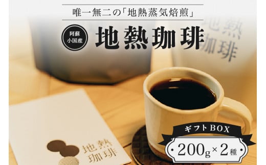 【阿蘇小国産】地熱珈琲（コーヒー豆　200g×2種）ギフトBOX