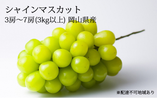 ぶどう［2023年先行予約］シャインマスカット 3房～7房（3kg以上）岡山