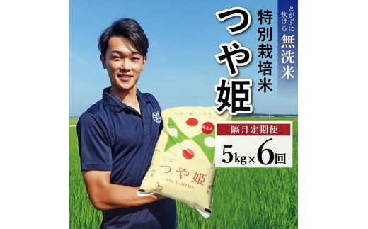 SF0099 【隔月6回定期便】無洗米つや姫 5kg×6回(計30kg) 農家直送 AG