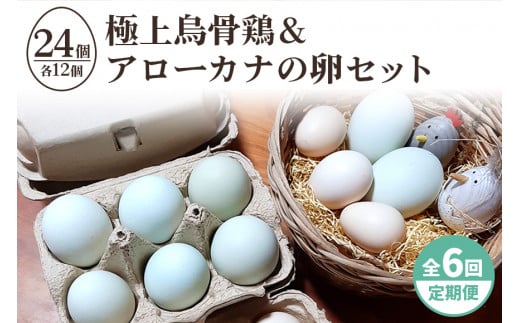 平飼い極上のうこっけいの卵と幸せの青い卵 アローカナの卵 のセット 24個 定期便6回 6か月定期便 食べ比べ 食べくらべ 卵かけご飯 卵かけごはん Tkg 卵 たまご タマゴ 玉子 安全 テレビ Tv 健康 美容 Dha Epa すき焼き ３７ ｈ 茨城県小美玉市 ふるさと