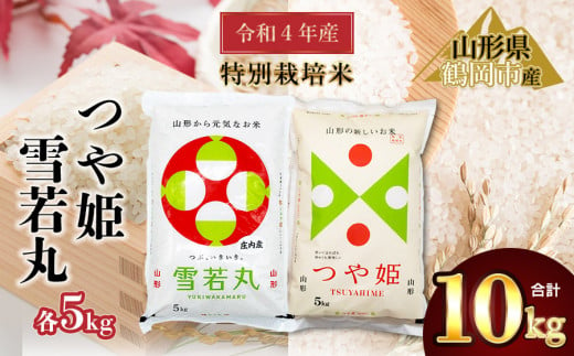 令和4年産】 庄内産 特別栽培米 つや姫 5kg ＆ 雪若丸 5kg 精米 合計