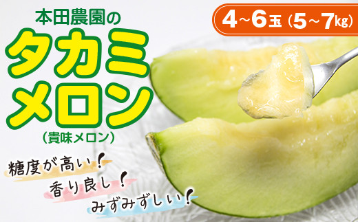 本田農園のタカミメロン4～6玉（5～7kg）【6月下旬～7月末頃発送】