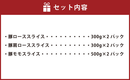 ＜宮崎県産豚しゃぶしゃぶ三種盛り2.2kgセット＞