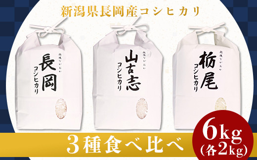 75-023新潟県産コシヒカリ3種食べ比べセット(長岡産・山古志産・栃尾産)各2kg