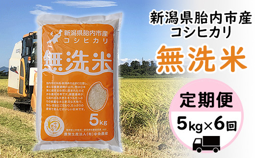 16-M056【6ヶ月連続お届け】新潟県胎内市産コシヒカリ【無洗米】5kg
