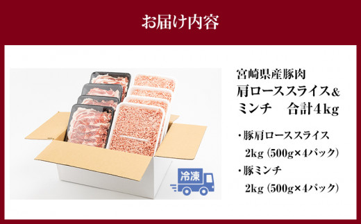 宮崎県産 豚肉 肩ロース スライス & ミンチ 4kg セット_M144-008_01