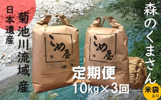 【定期便3回】 熊本県産 「森のくまさん」 10kg×3か月 630716 - 熊本県玉名市
