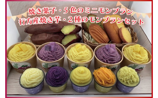 EI-4　焼き菓子・5色のミニモンブラン・行方産焼き芋・2種のモンブランセット 625839 - 茨城県行方市