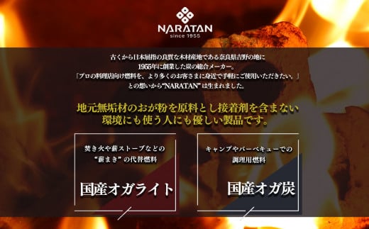 奈良県大淀町のふるさと納税 N6 プロが愛用する 炭 「 オガ炭 」 3.5kg +「 オガライト 」 14kg 計17.5kg
