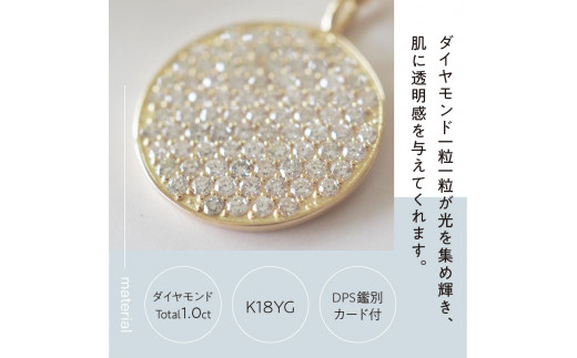 MADE IN KOFU]K18YGダイヤ ラウンドプレートネックレス TI-853 - 山梨