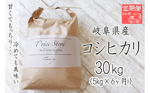 T rice Store 岐阜県産コシヒカリ 30kg(5kg×6回） 427983 - 岐阜県垂井町