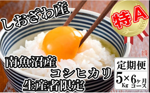 【定期便／5kg×6ヶ月】生産者限定 契約栽培 南魚沼しおざわ産コシヒカリ 445229 - 新潟県南魚沼市