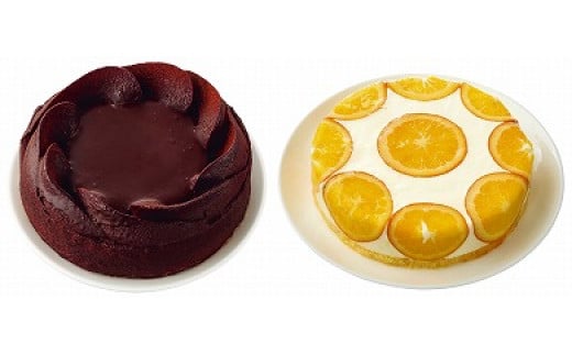 濃厚チョコレートケーキとさわやかオレンジレアチーズケーキセット 697039 - 福島県飯舘村