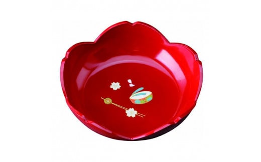 桜型菓子鉢 7寸(21cm) 赤溜 花かがり 569573 - 和歌山県九度山町