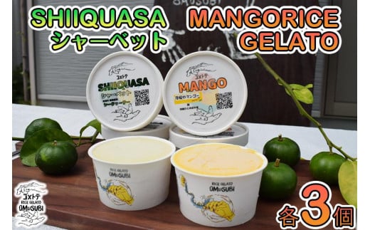 MANGO RICE GELATO＆SHIIQUASA シャーベット 6個セット（2種×各3個） 810364 - 沖縄県南城市