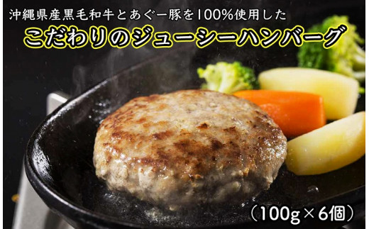 沖縄県産黒毛和牛とあぐー豚を100%使用したこだわりのジューシーハンバーグ100g×6個