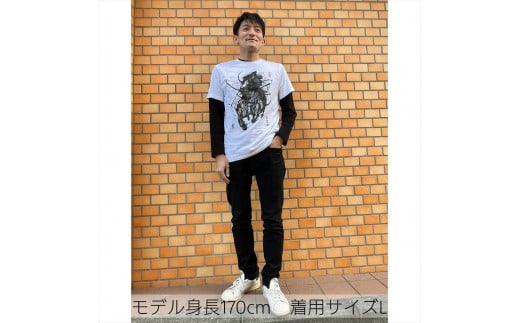 【Lサイズ】こうじょう雅之氏×鎌倉市観光協会 墨絵武人画「北条義時」Tシャツ 460629 - 神奈川県鎌倉市