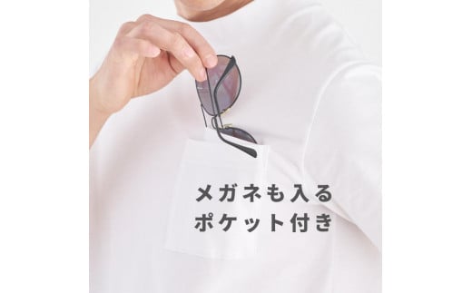 [メガネポケット付きTシャツ] オーガニックコットン スマートフィット 半袖 |モックネック