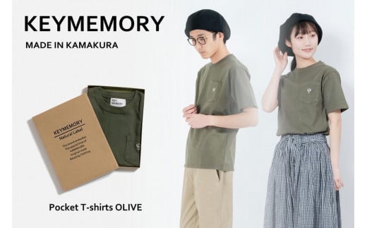 [KEY MEMORY]Natural Label Pocket T-shirts OLIVE