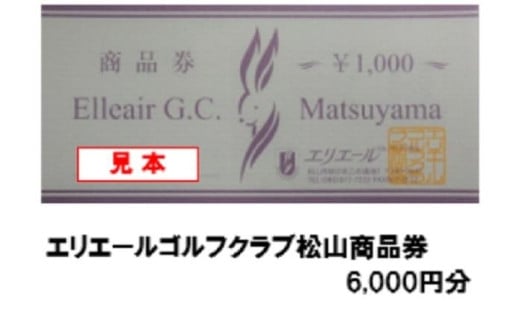 【ゴルフ利用券】エリエールゴルフクラブ松山 商品券 6,000円分 | スポーツ ゴルフ ごるふ ゴルフ場 施設利用補助券 施設利用券 チケット ゴルフプレー券 ゴルフ場利用券 体験チケット おすすめ 愛媛県 松山市 594057 - 愛媛県松山市