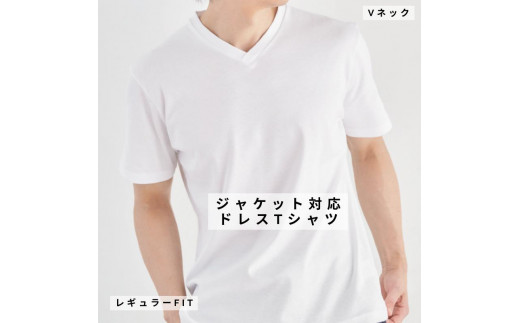 ◆サイズ:XL◆[ドレスTシャツ]GIZAコットンフライス レギュラーフィット 半袖|Vネック