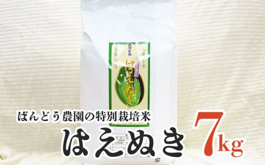 【令和5年産】 ばんどう農園の特別栽培米はえぬき7kg A05-034