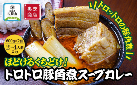 奥芝商店・ほどけるくちどけ！トロトロ豚角煮スープカレー【2~4人前入り】　北海道 レトルト 人気 札幌